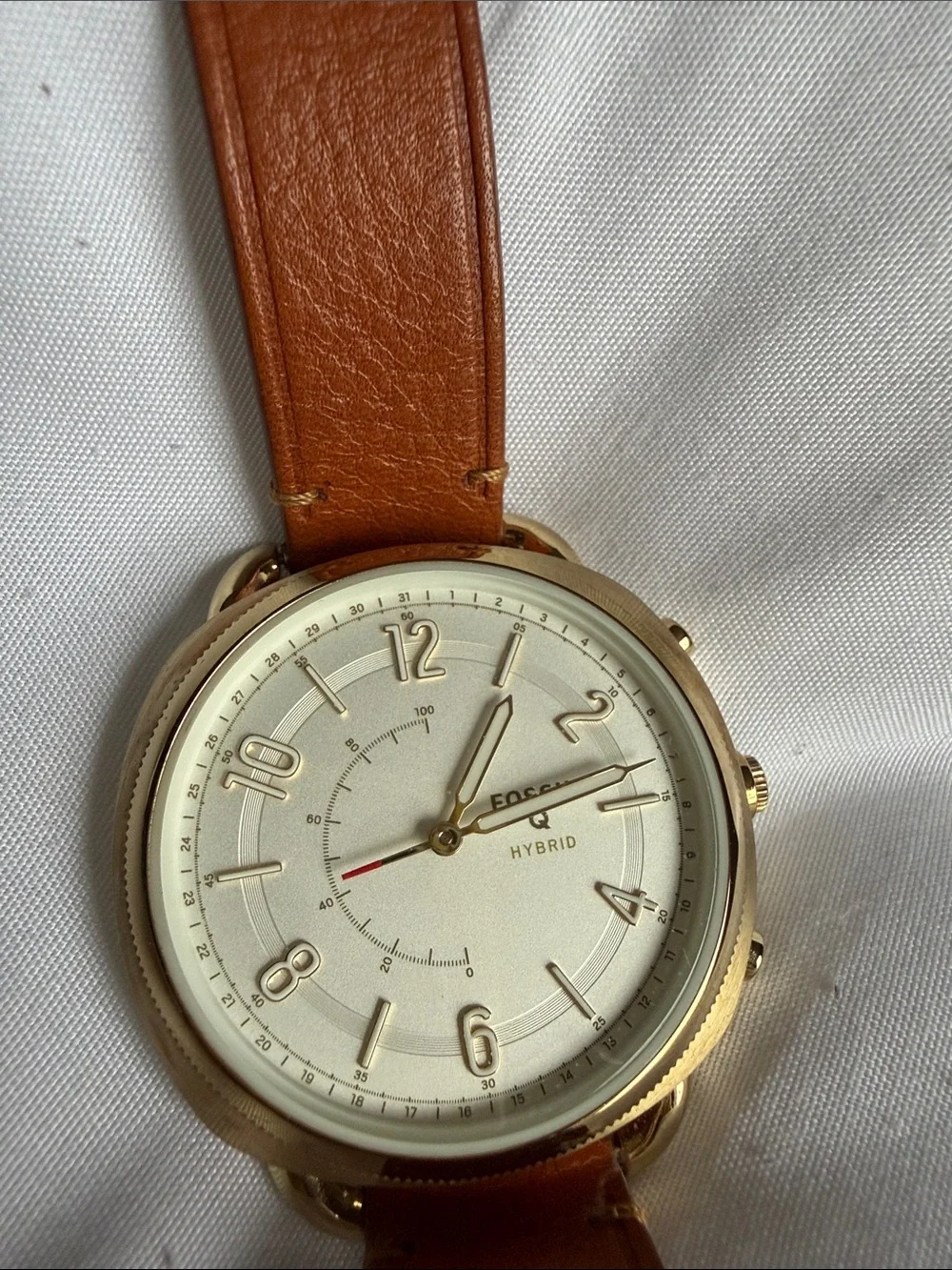 Fossil Brown Leather Strap Watch with Gold-Tone Case